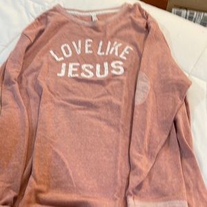 Pink Love Like Jesus long sleeve ladies too